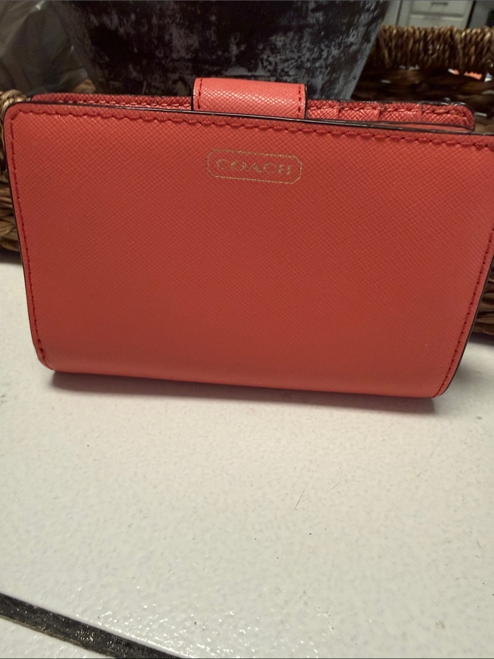 Coral peach Coach Wallet